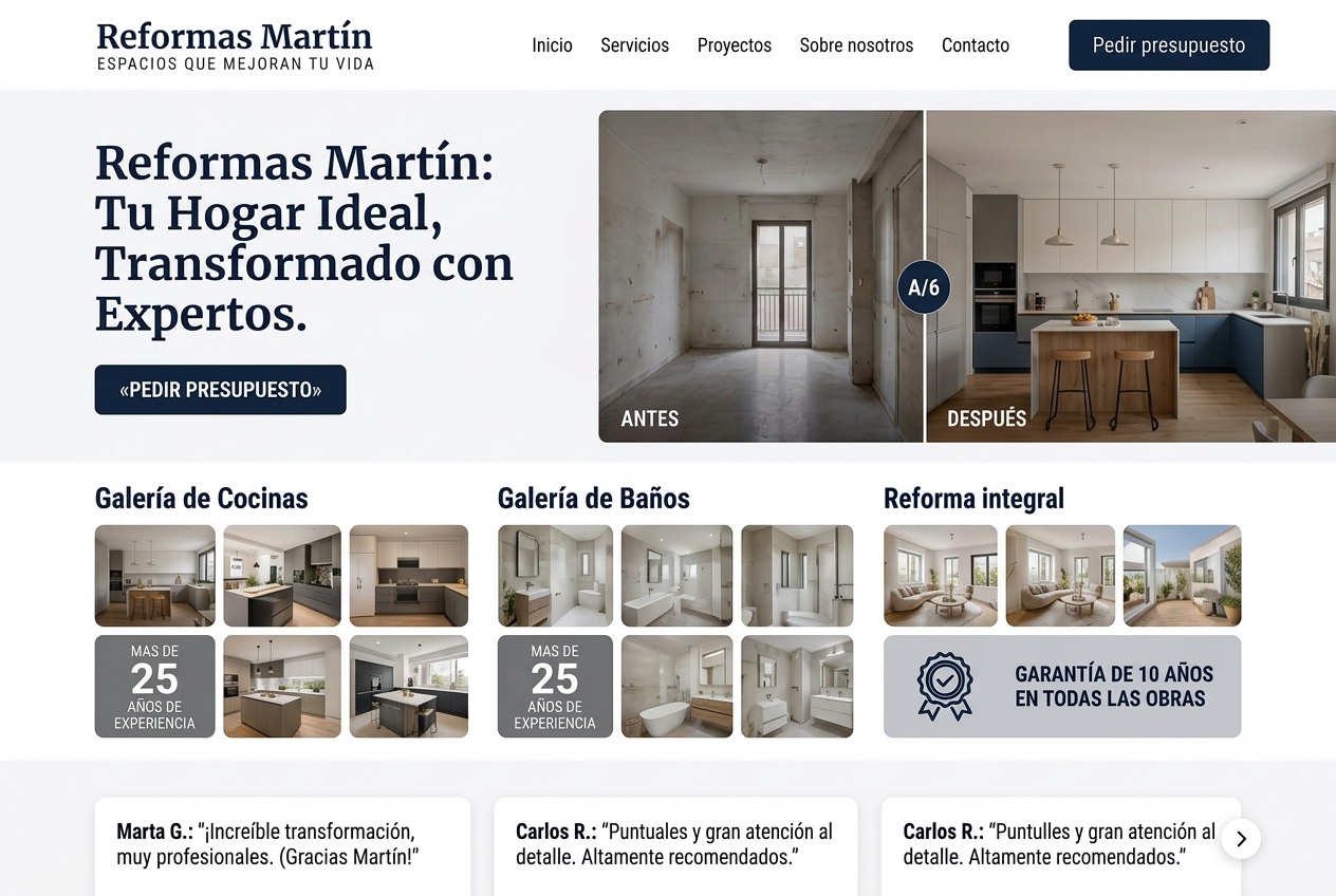 Ejemplo de página web para Reformas 